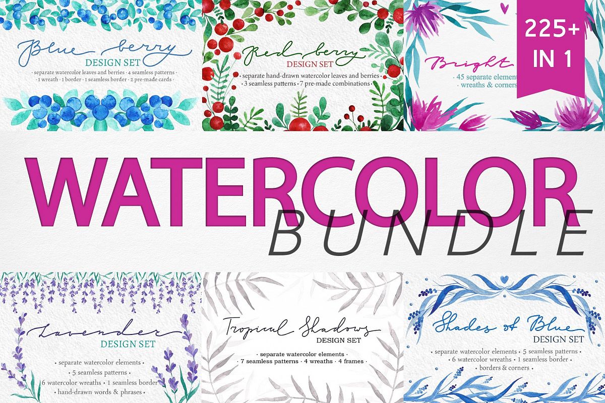 WATERCOLOR BUNDLE - 6 Projects in 1 example image 1
