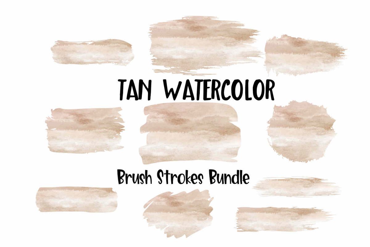 Tan Watercolor Brush Strokes Background Bundle PNG example image 1