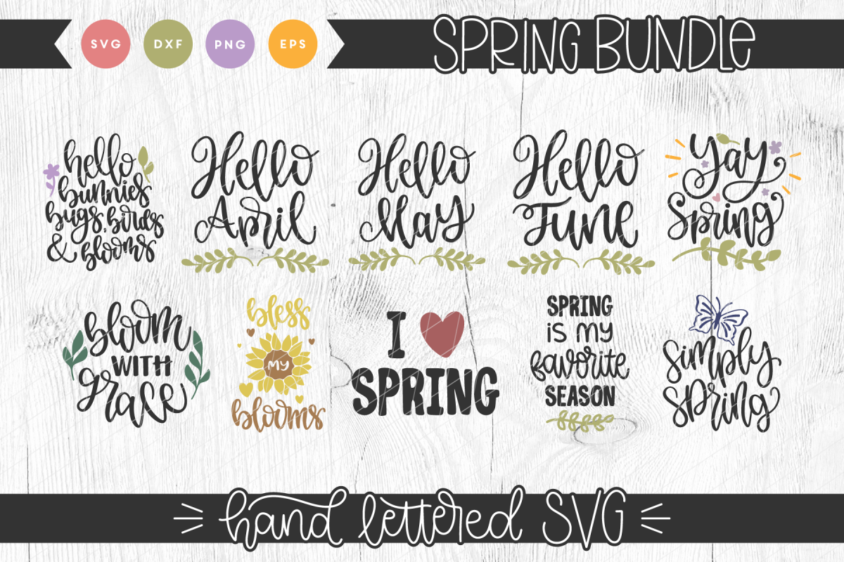 Spring Hand Lettered SVG Bundle example image 1