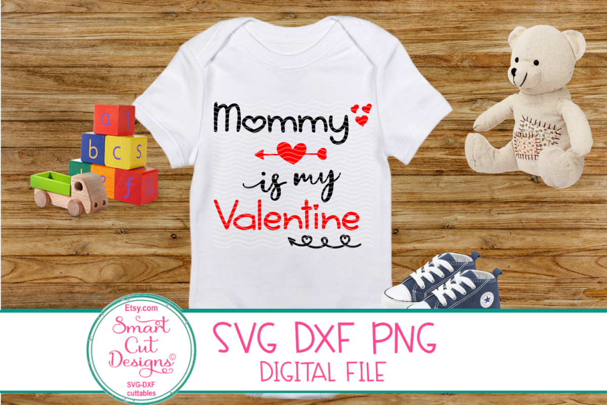 Mommy Is My Valentine SVG, Kids Valentine SVG, Baby, Mommy example image 1