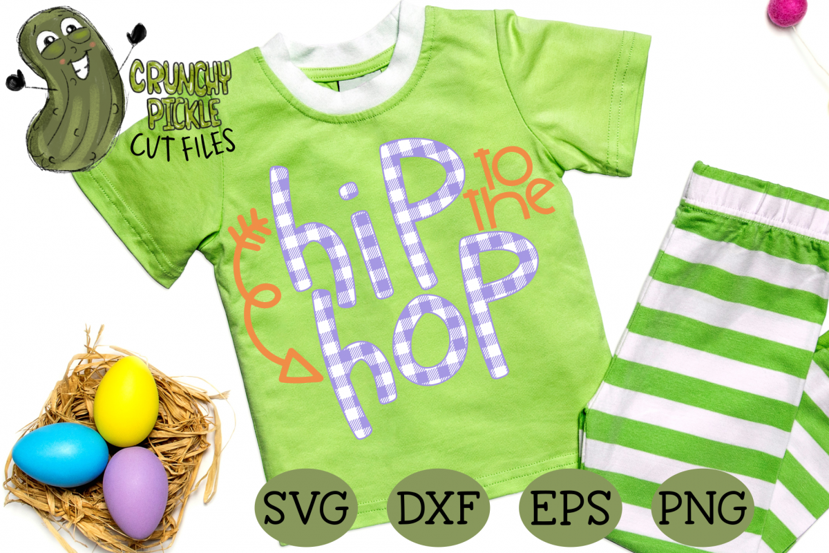 Hip to the Hop Buffalo Plaid Easter Phrase SVG Cut File example image 1
