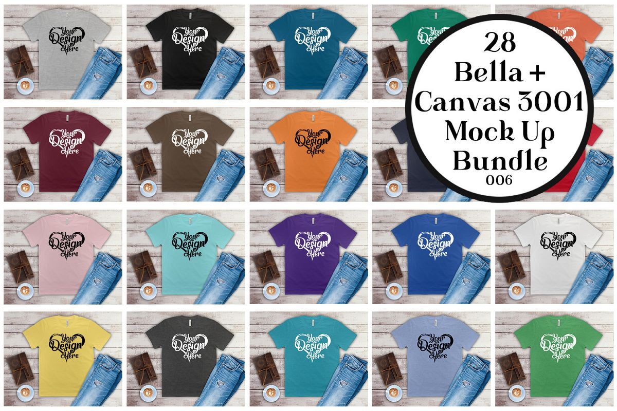 Bella Canvas 3001 Mockup Bundle Flat Lay T-Shirt Mock Ups example image 1