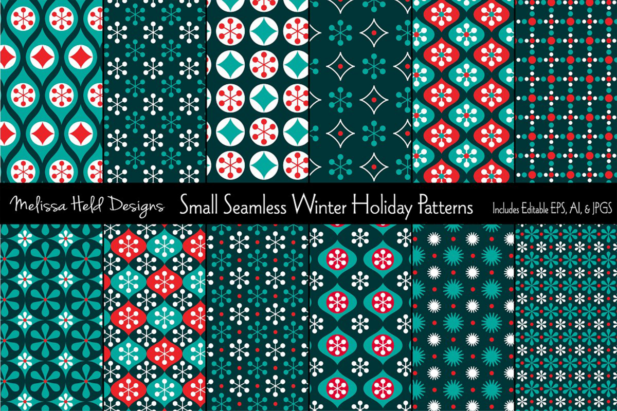 Small Seamless Holiday Patterns example image 1