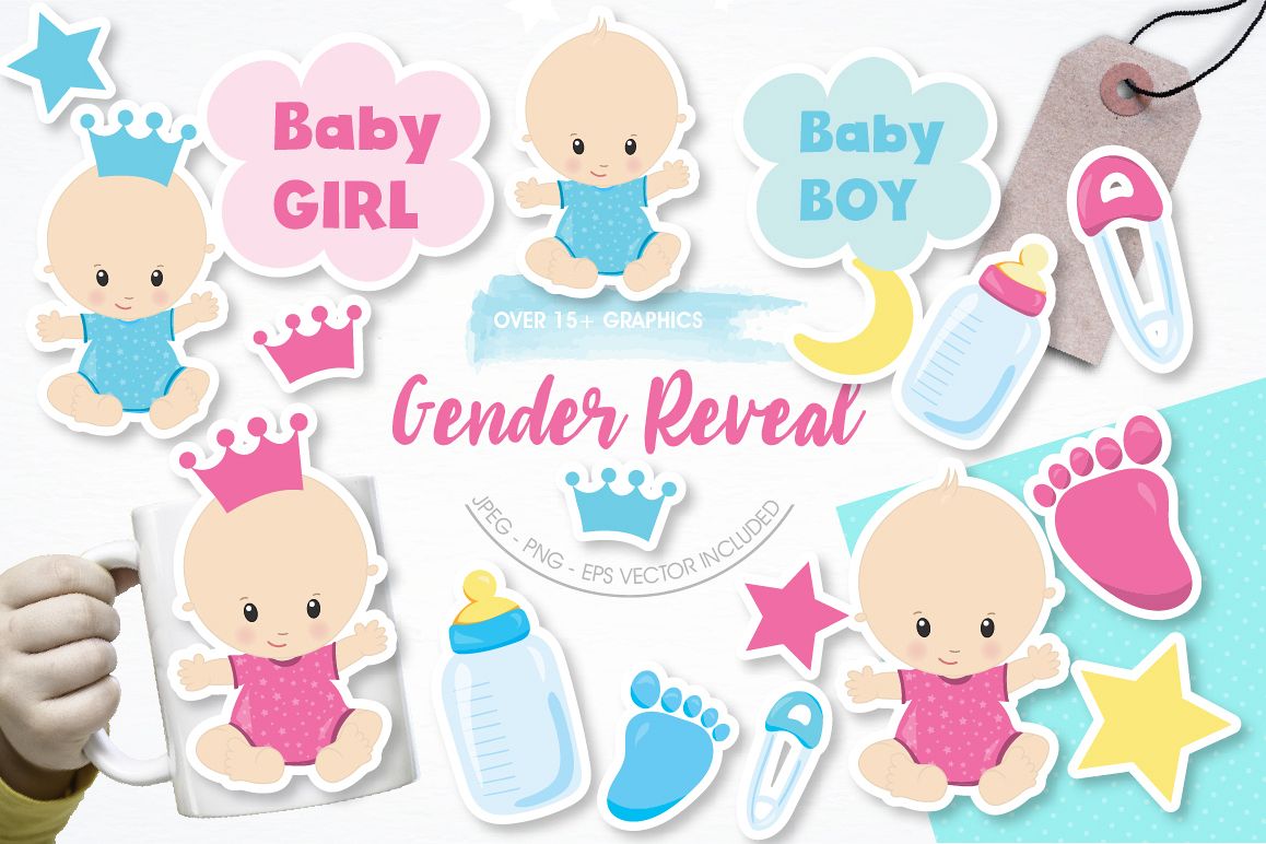 Gender reveal graphics and illustrations