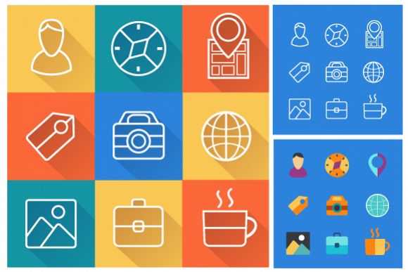 Set icons flat example image 1