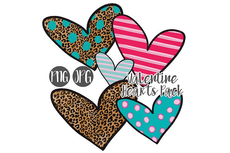Hand Drawn Valentine Hearts Clipart Pack example image 1