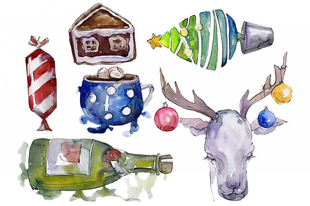 Christmas sweets watercolor png example image 1