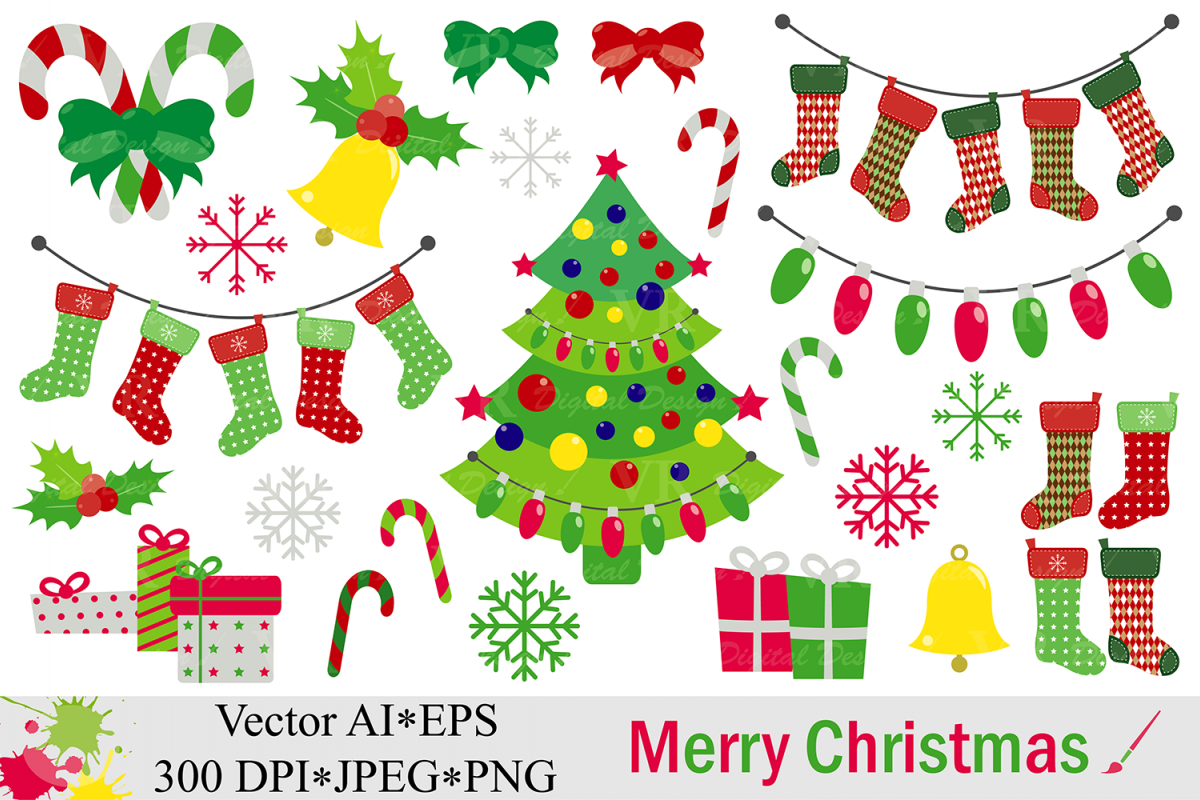 Merry Christmas Clipart - Vector example image 1
