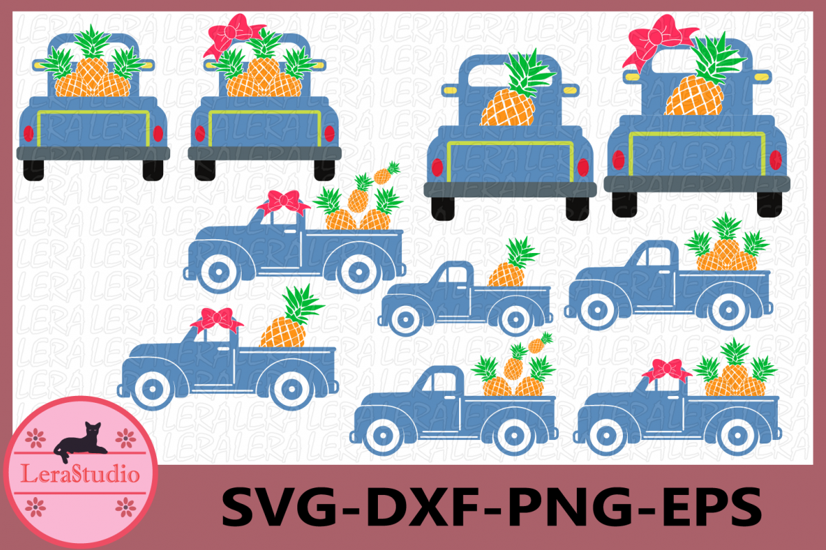 Pineapples SVG, Truck Svg, Truck Pineapples svg, Silhouette example image 1
