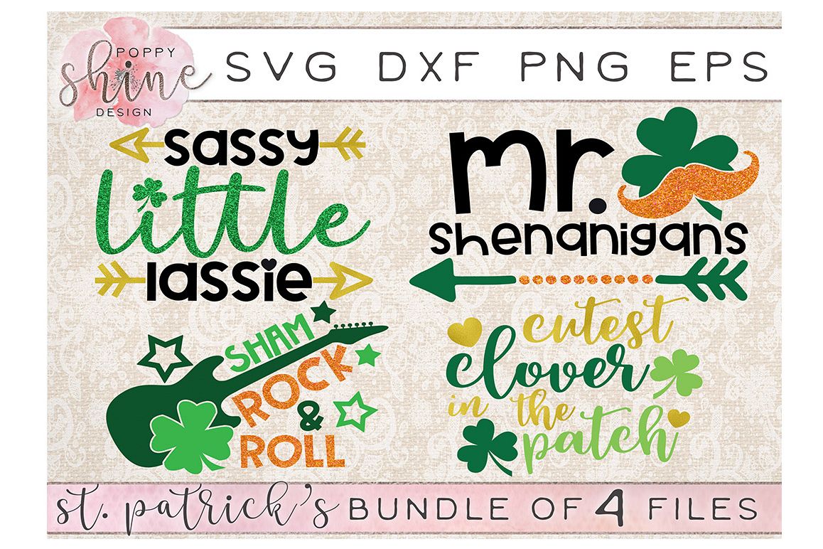 St. Patrick's Day Bundle of 4 SVG PNG EPS DXF Cutting Files example image 1