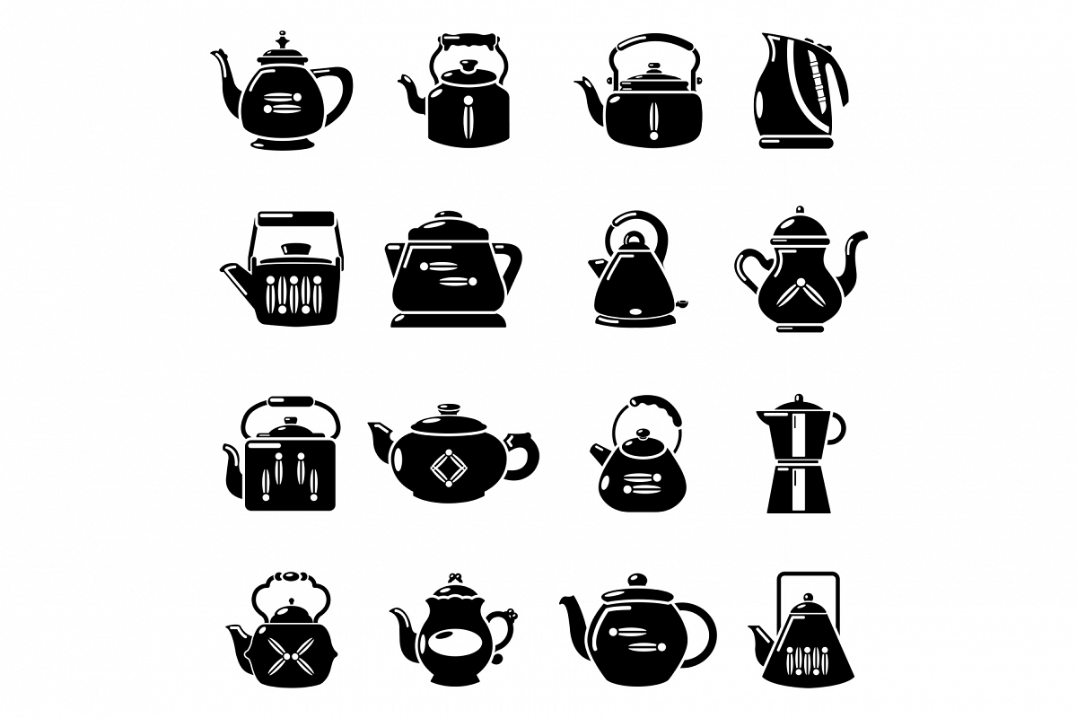 Teapot icons set, simple style example image 1