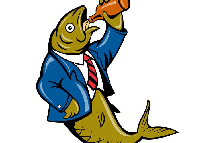 Herring fish business suit drinking beer bottle example image 1