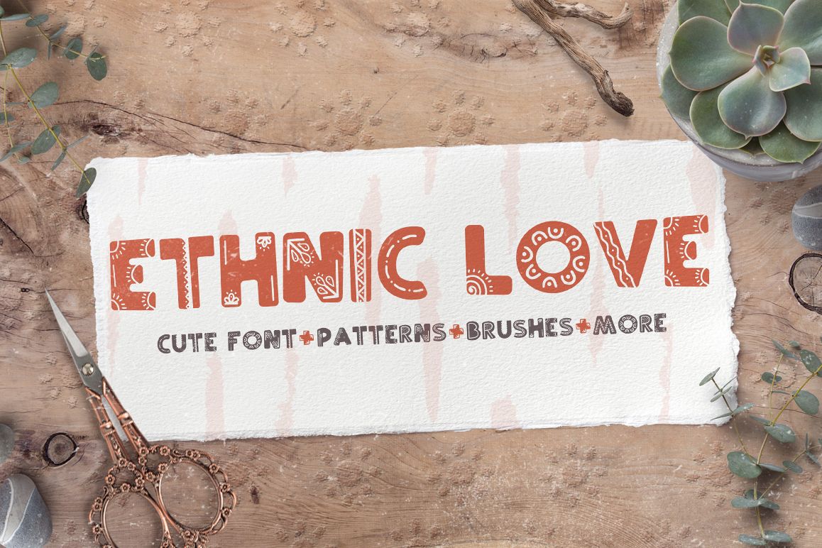 Ethnic love font BUNDLE 40 ELEMENTS example image 1