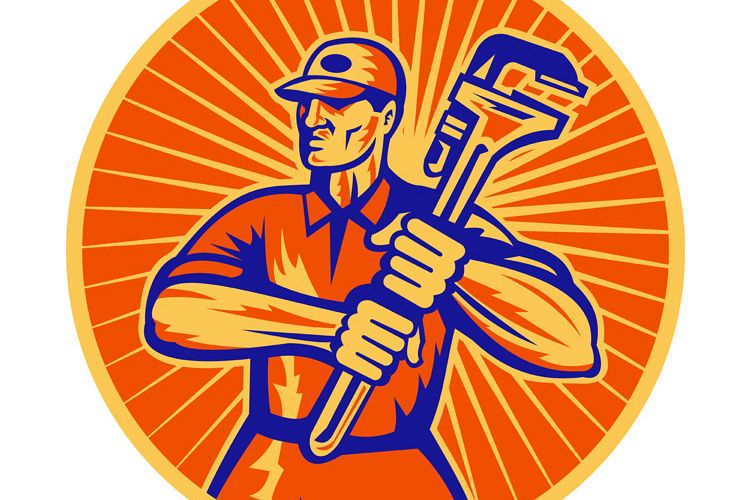 plumber holding a monkey wrench set inside example image 1