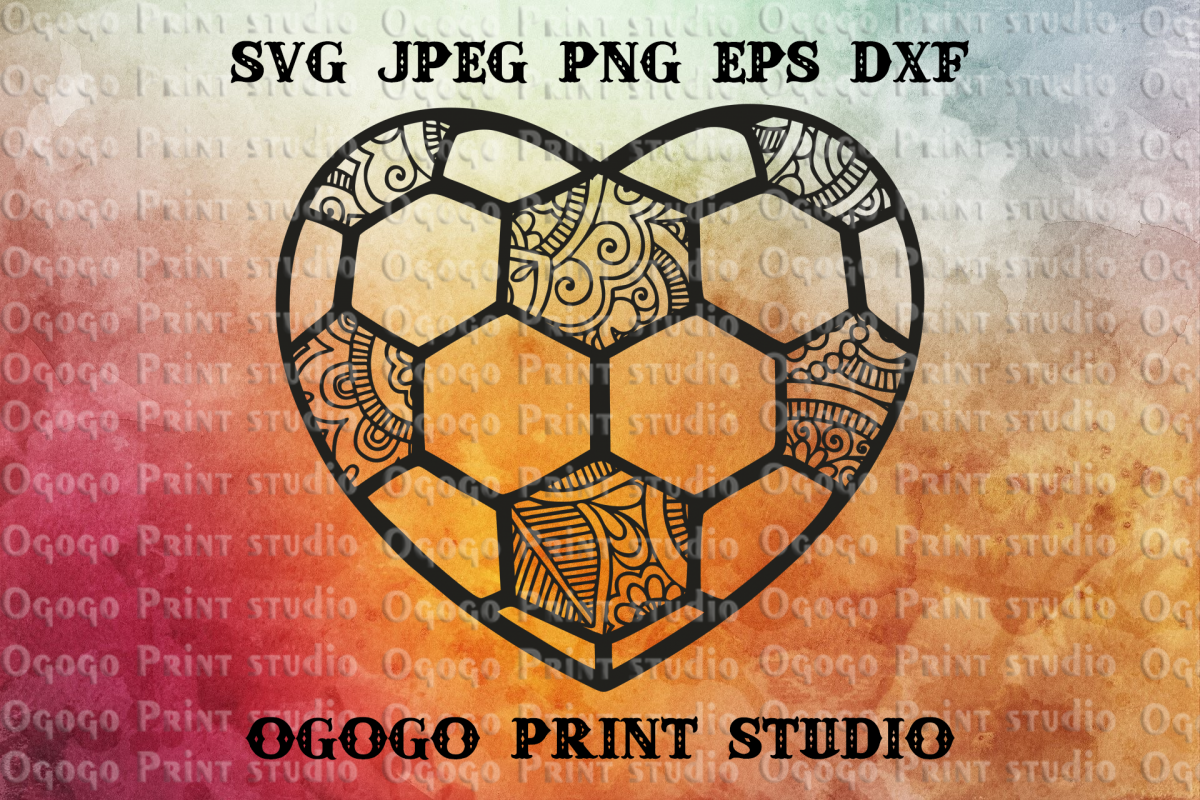 Football svg, Heart SVG, Mandala svg, Zentangle SVG, Soccer example image 1