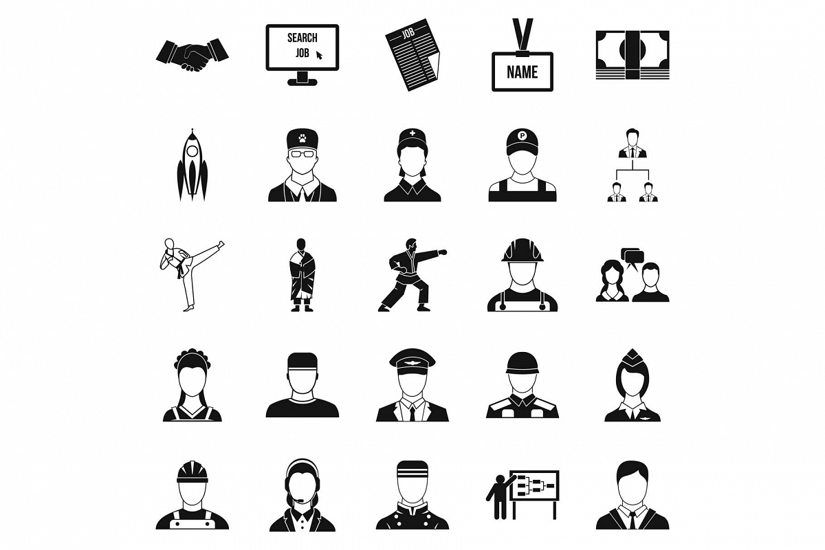 Successful man icons set, simple style example image 1