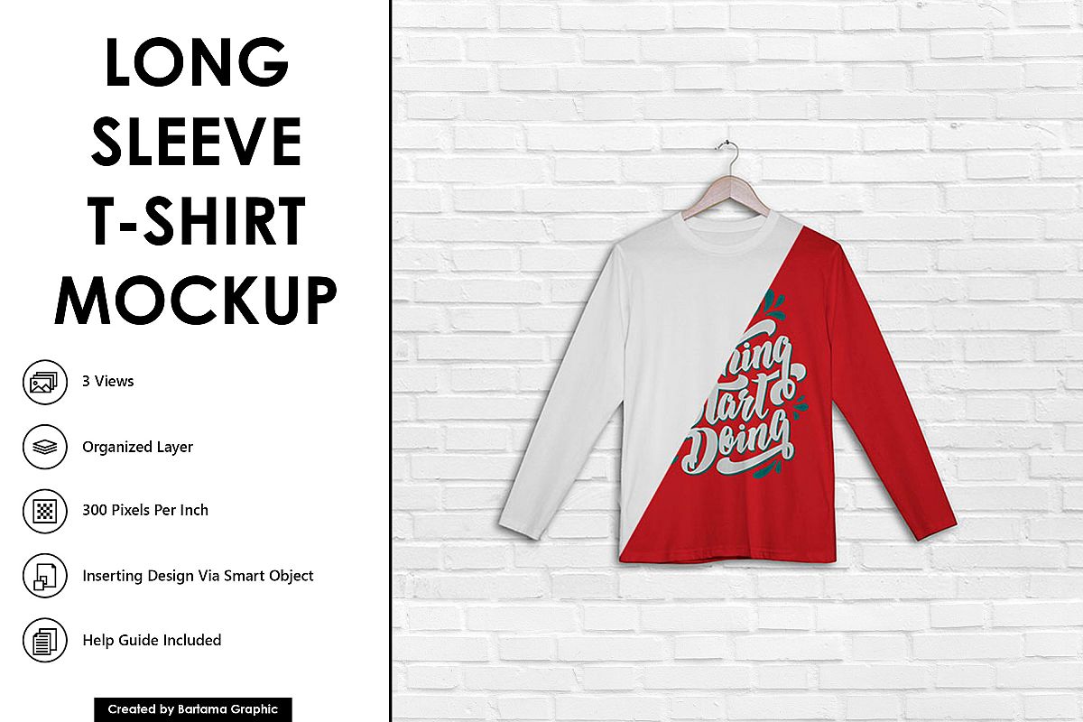 Long Sleeve T-shirt Mockup example image 1