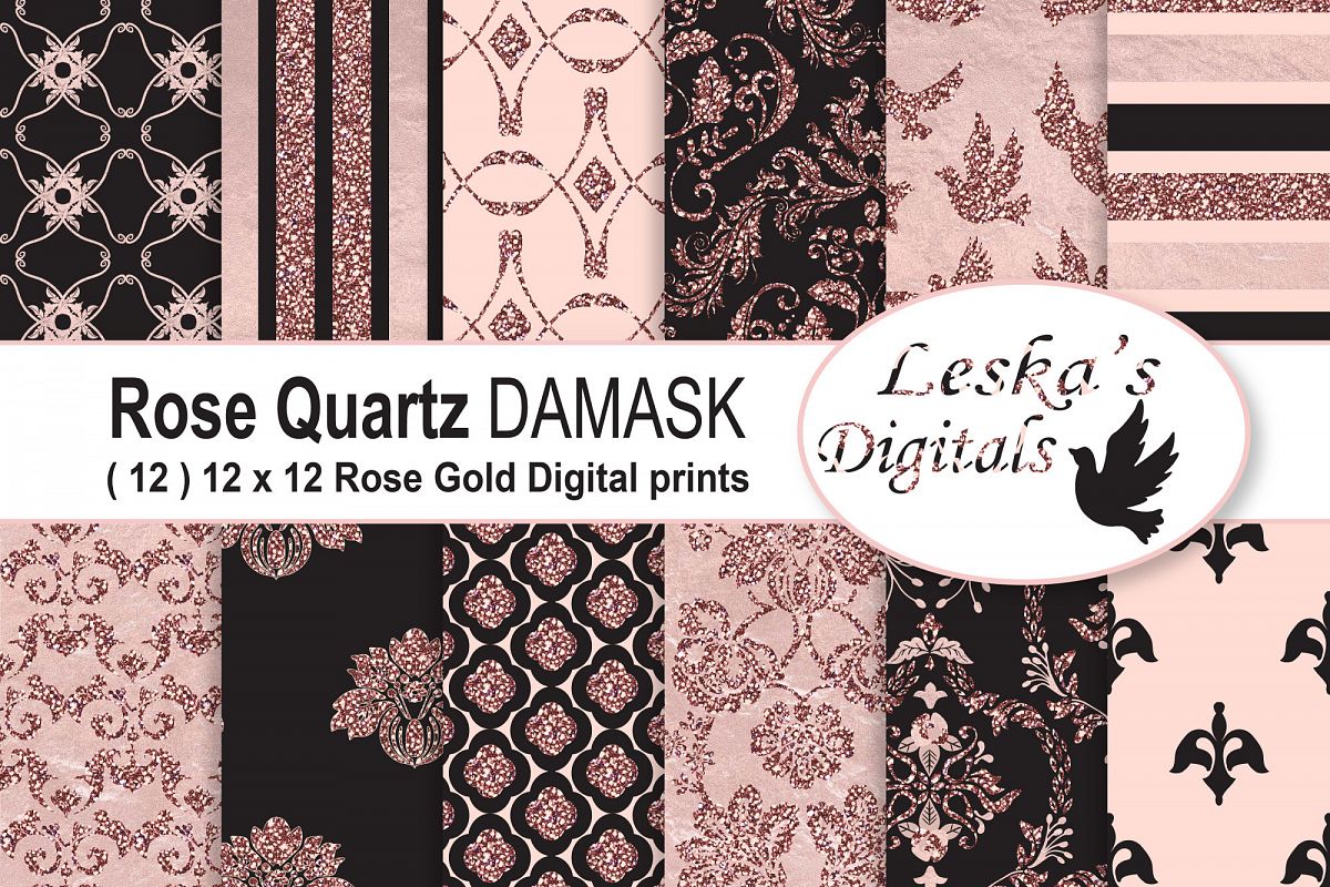 Black and Rose Gold Digital Paper example image 1