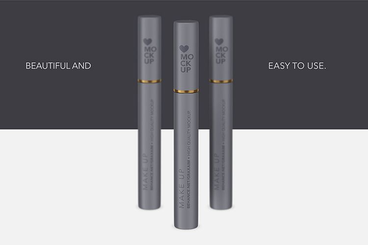 Cosmetics Mockup - Lipstick / Mascara / Eyeliner - Matte example image 1