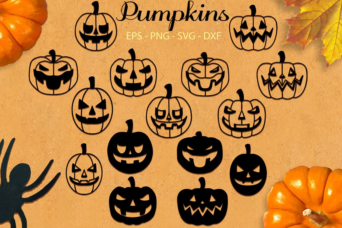 Pumpkins svg png dxf eps - Halloween Jack O Lantern example image 1