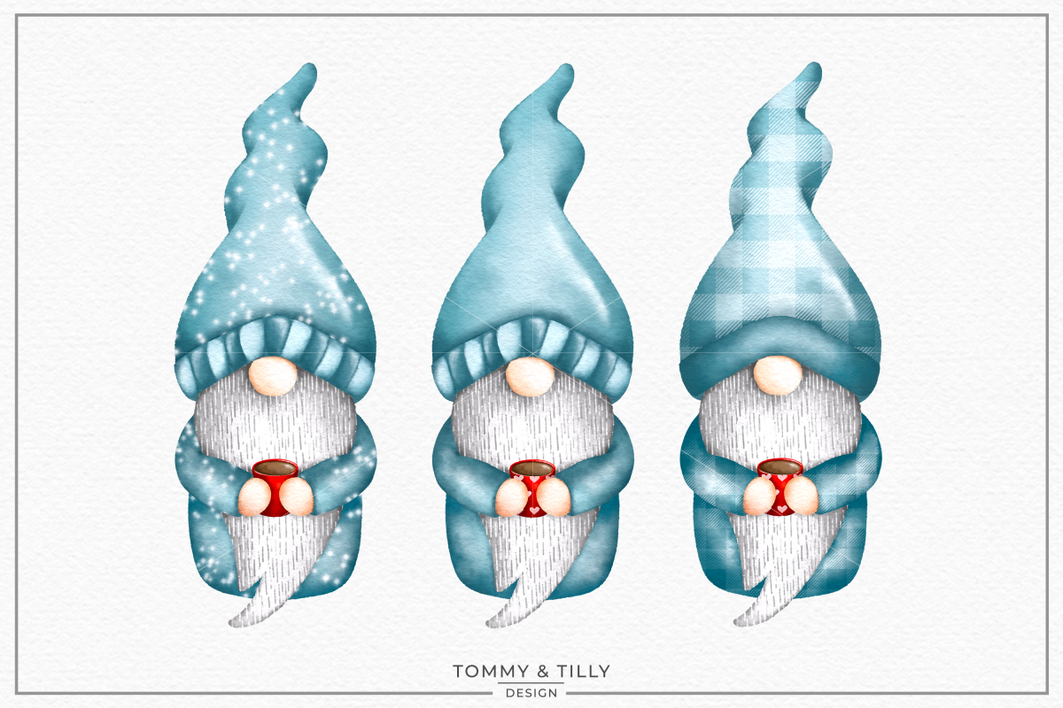 Watercolour Gnomes x 3 - Sublimation PNG Clipart example image 1