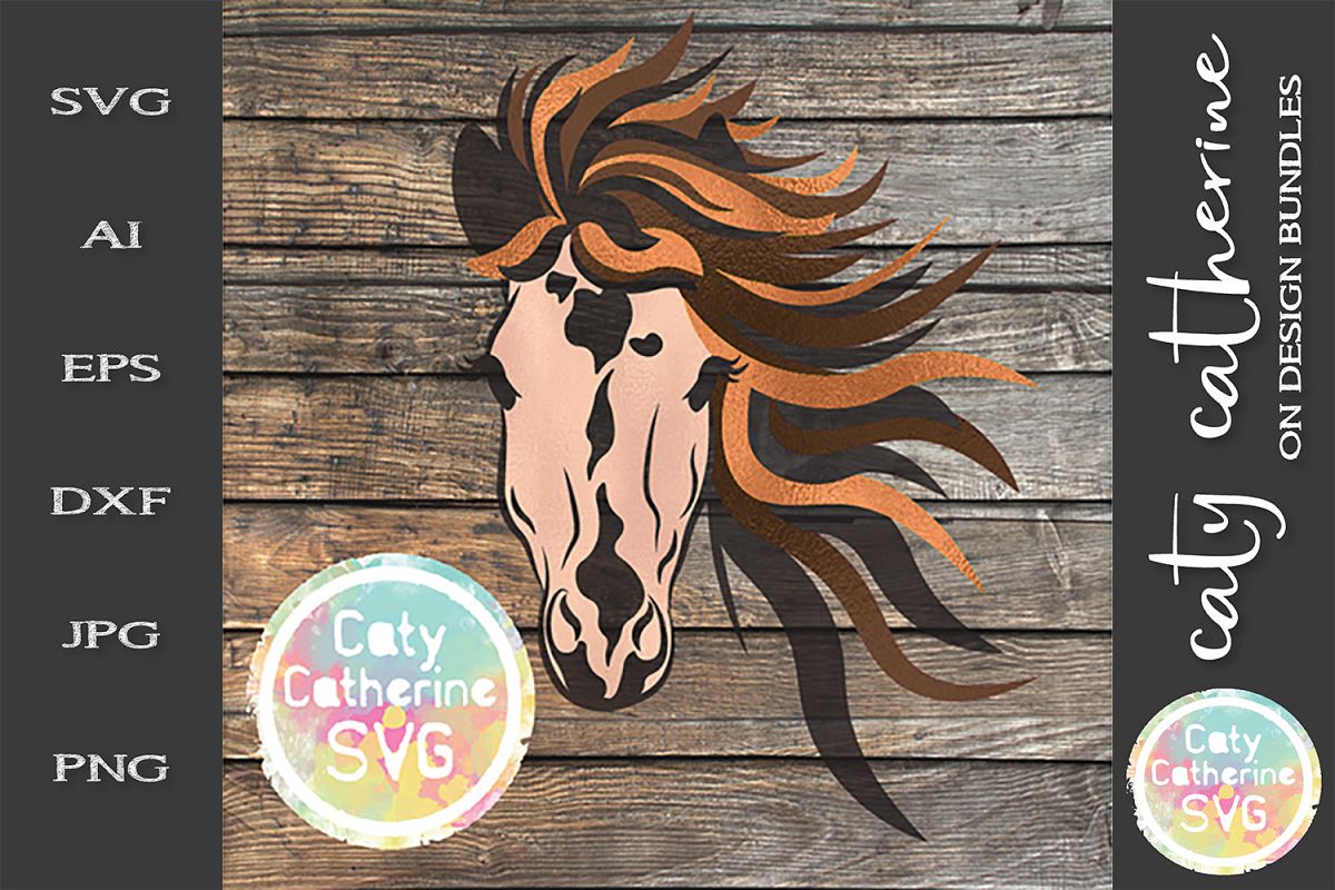 Horses Face With Long Mane SVG Cut File example image 1