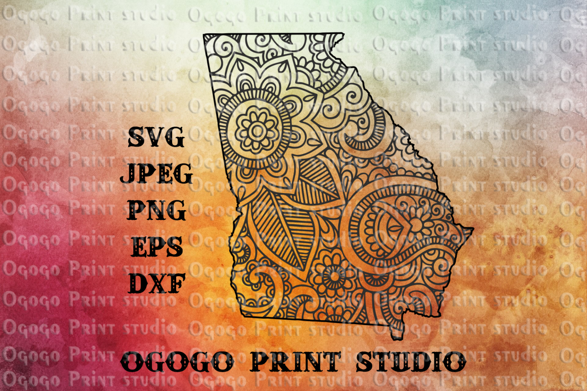 Georgia Map SVG, Zentangle SVG, Travel svg, Mandala svg example image 1