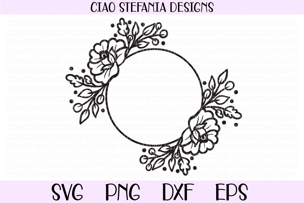 Flowers Wreath Wedding Frame SVG PNG DXF EPS Cut File example image 1