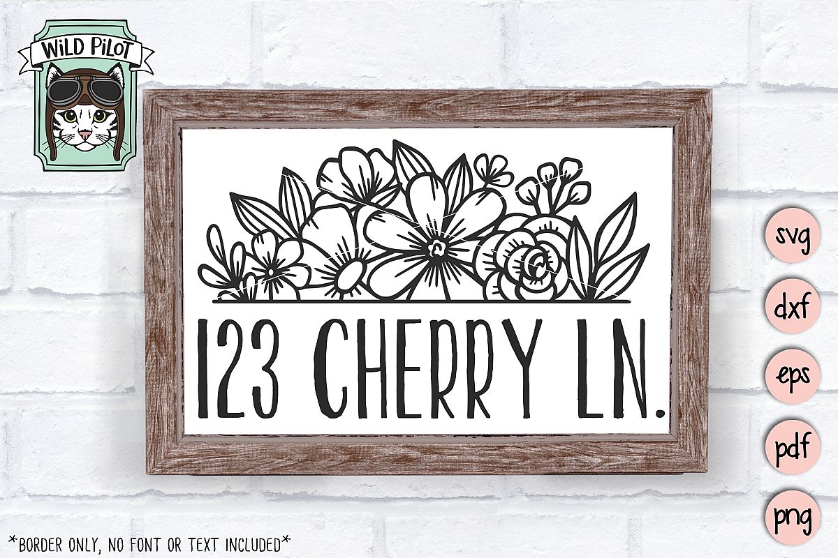 Flower Border SVG file, Split Monogram, Floral Border example image 1