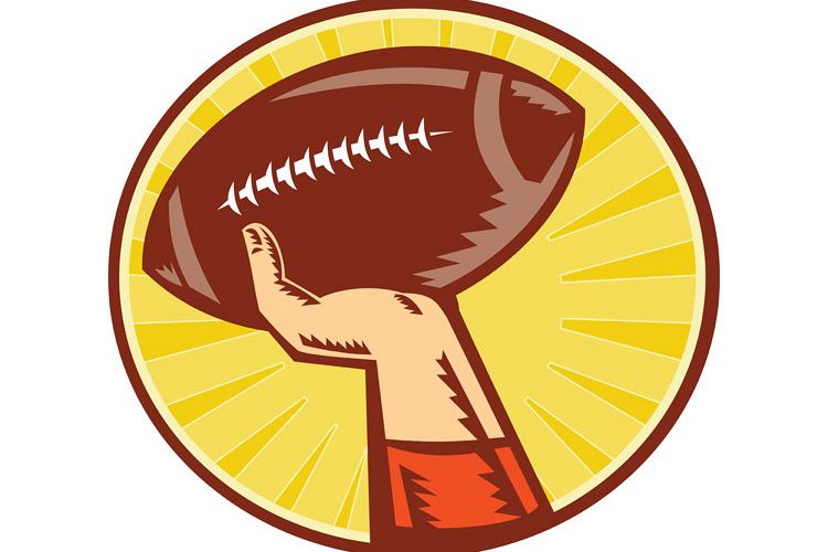 American Football Player Hand Catching Throwing Ball example image 1