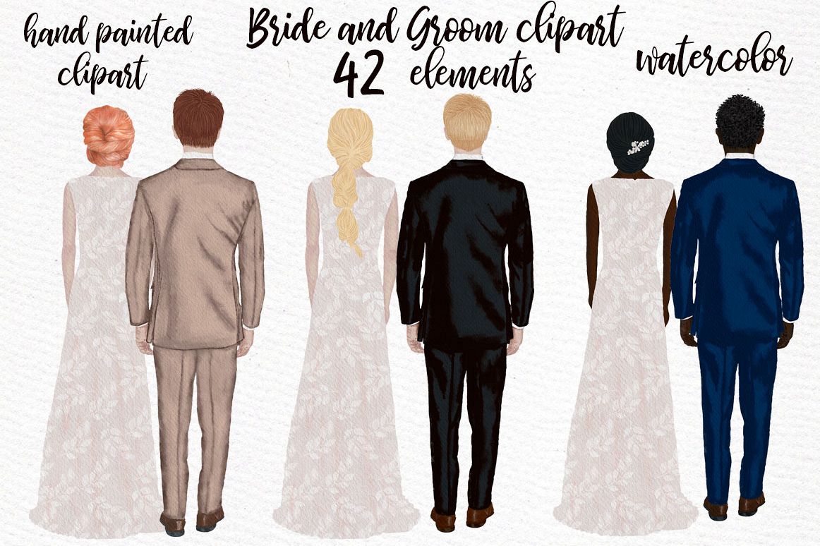 Bride and Groom clipart Wedding Clipart Wedding illustration example image 1