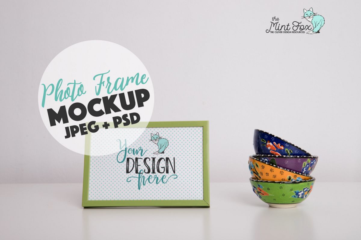 Photo Frame Mockup with Cups example image 1