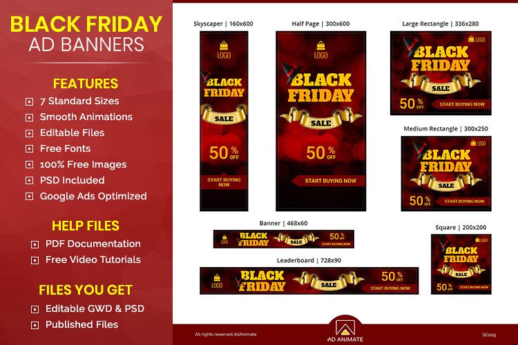 Black Friday Sale Animated Ad Banner Template example image 1