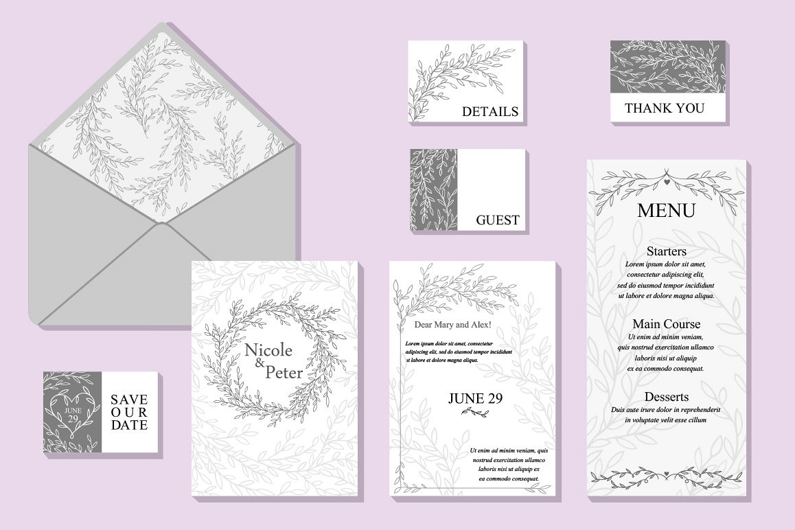 Wedding Vector Invitation Suite example image 1