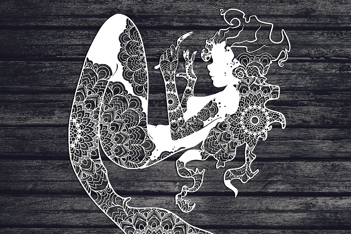 Mandala Mermaid Svg, Mermaid Svg, Mandala Svg, Zentangle Svg example image 1