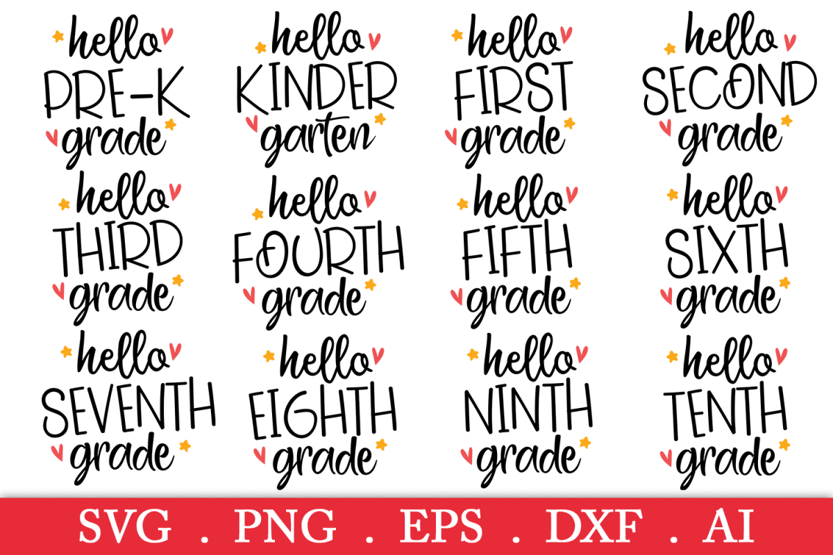 Download SALE! Hello Grade Bundle svg, hello pre-k svg (278504) | SVGs | Design Bundles