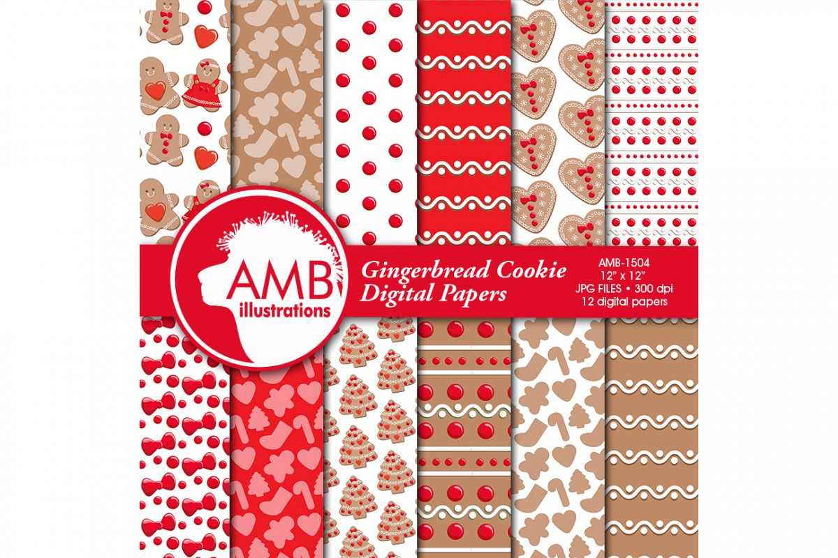 Christmas papers, Cookie papers, patterns, scrapbooking AMB-1504 example image 1