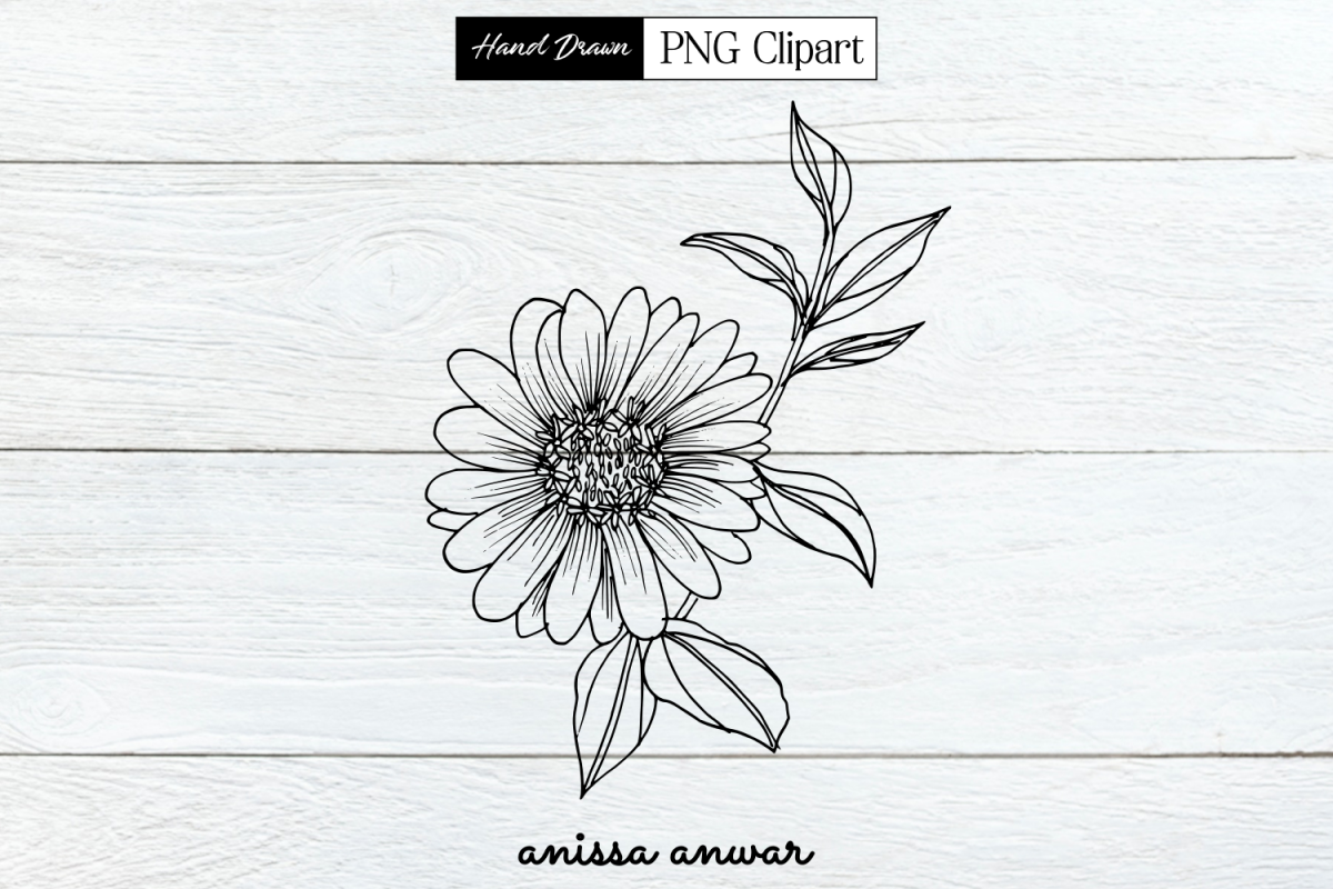 Flower Line Art, Png Clipart, Sublimation Printable example image 1