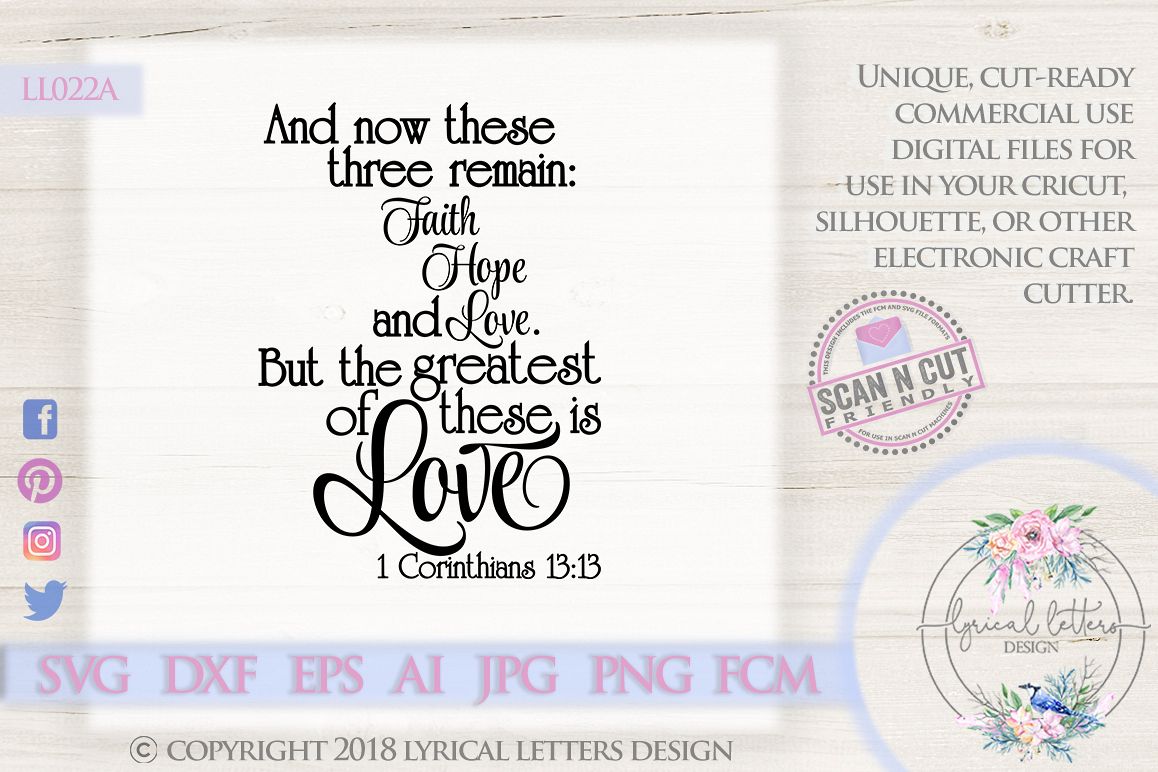The Greatest of These is Love 1 Corinthians 13 SVG DXF LL022 example image 1
