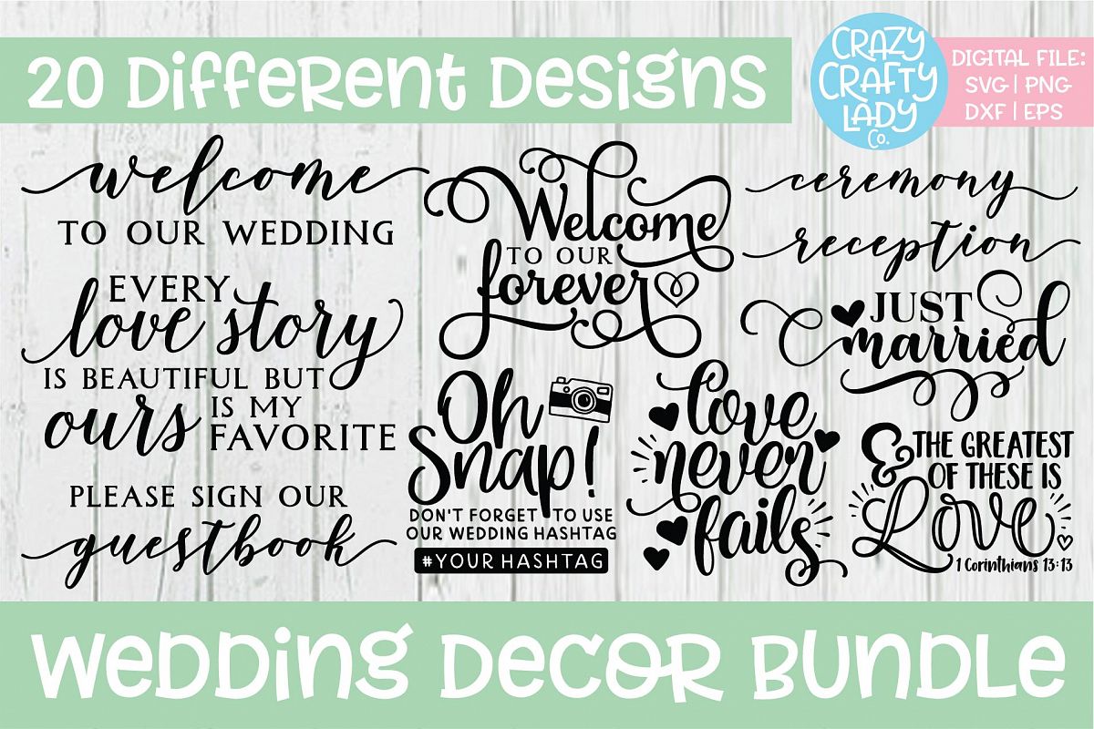 Wedding Decor SVG DXF EPS PNG Cut File Bundle