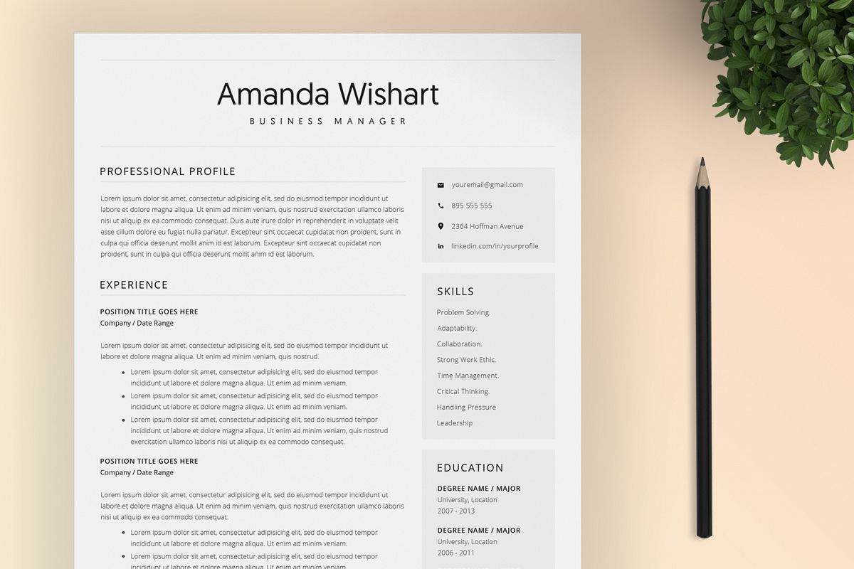 Resume Template and Cover Letter / 4 Pages example image 1