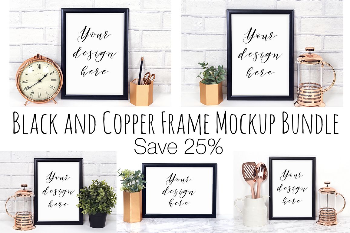 25% Off Black and Copper Frame Mockup Bundle example image 1