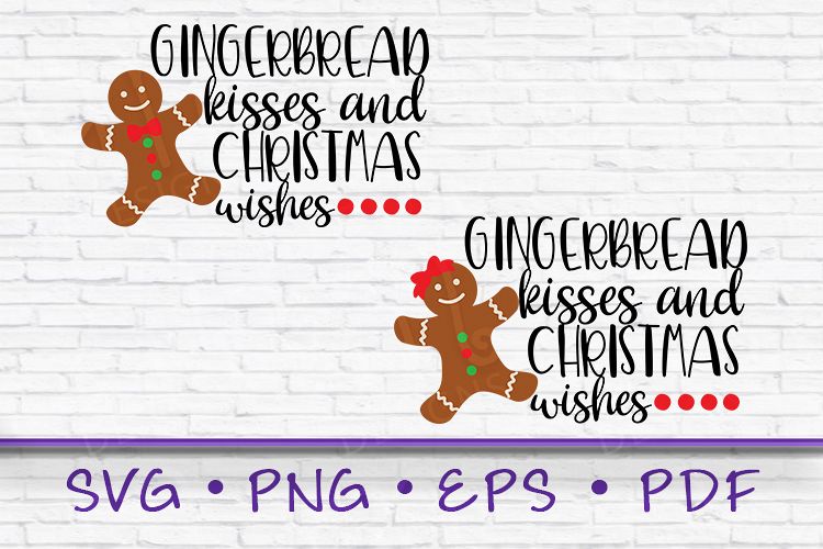 Gingerbread kisses, Gingerbread svg, gingerbread girl svg example image 1
