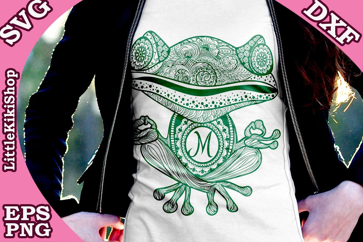 Yoga Frog Monogram Svg,Mandala Frog Svg,Yoga Svg,Funny Frog example image 1