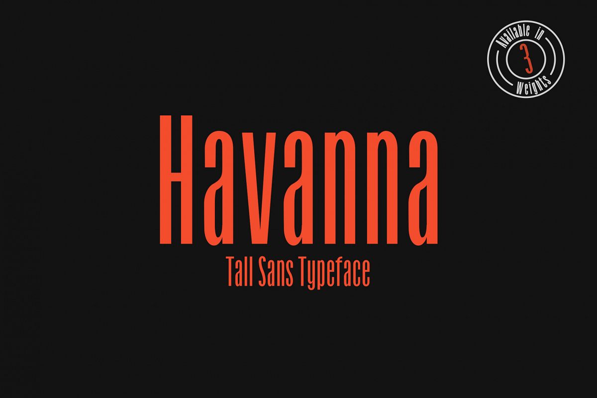 Havanna - Tall sans typeface with 3 weights example image 1