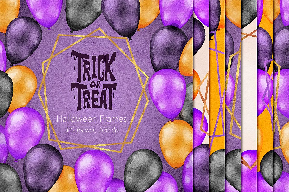 Watercolor Halloween Frames example image 1