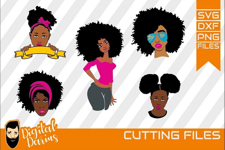 Download 5x Black Girl Layered SVG, Afro Lady svg, file, Africa