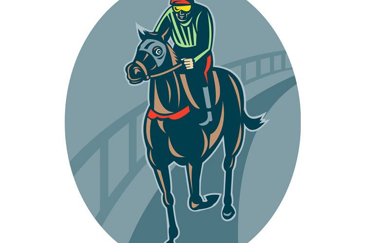 Horse and jockey racing race track example image 1