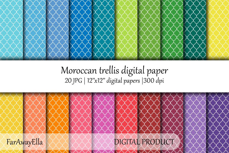 Moroccan trellis digital paper | 20 JPG seamless papers example image 1