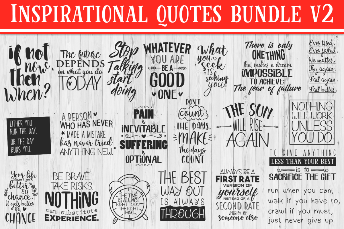 SALE! 20 Inspirational quotes bundle V2, motivational Quotes example image 1